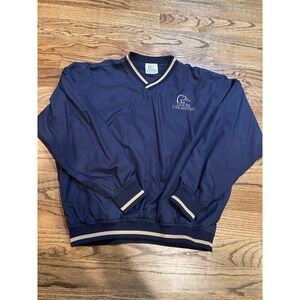 Ducks Unlimited Blue Gold Pullover Embroidered Windbreaker Jacket‎ Mens Large